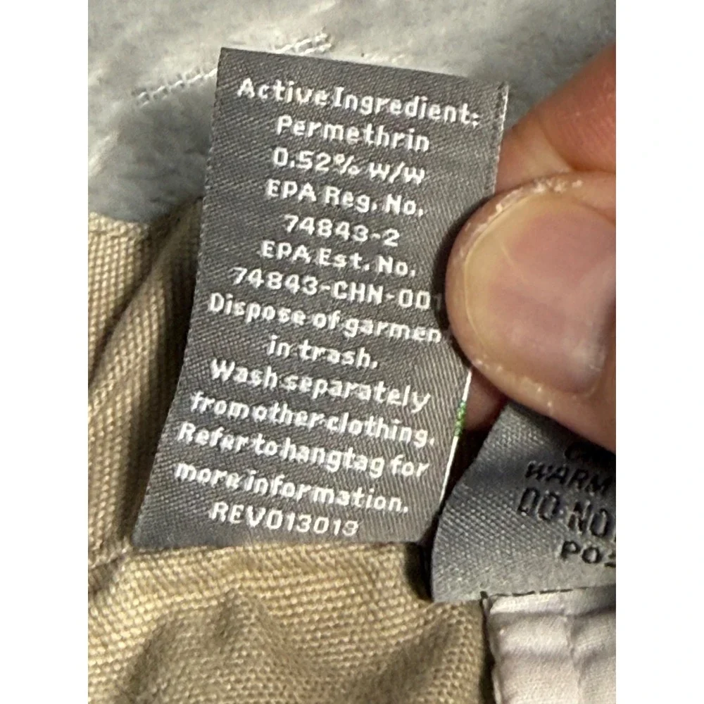 Insect Shield Mens Khaki Cargo Hiking Pants 36x30 Tan Cotton Outdoor Camping